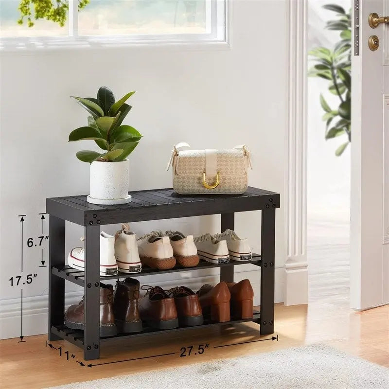 3 Tier Sturdy Shoe Bench - 11D x 27.5W x 17.5H