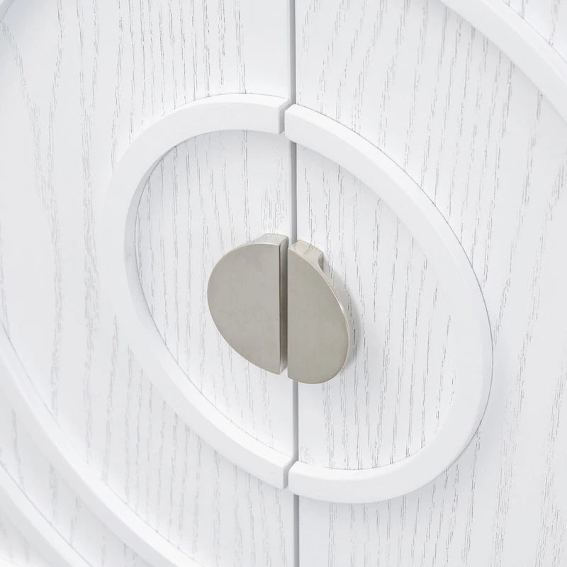 Anta per credenza retrò con design a scanalature circolari e maniglia rotonda in metallo - N/D