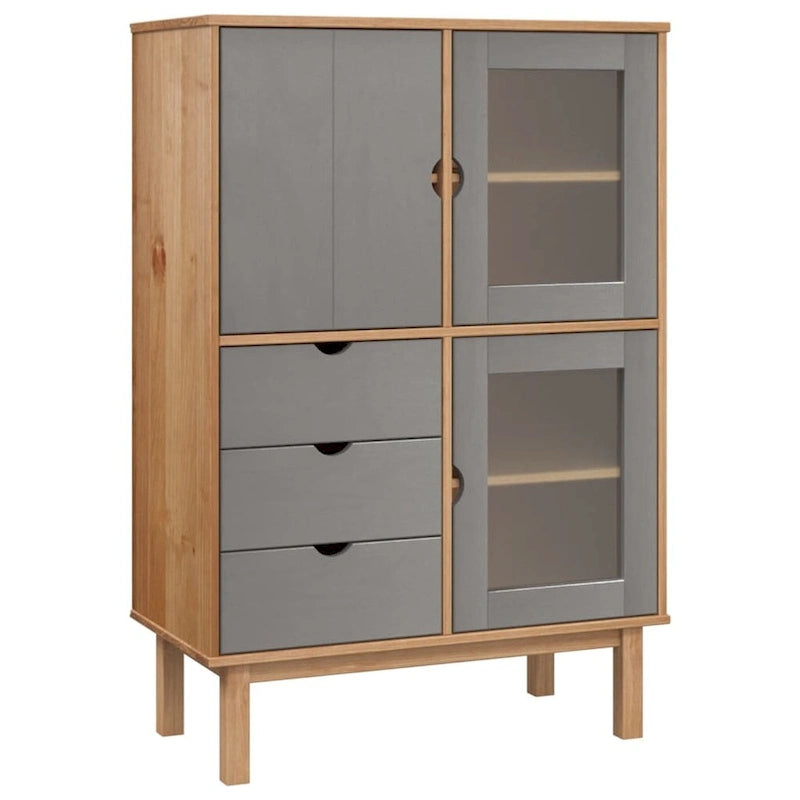 Credenza alta 33.5x16.9x49.2 in legno massello di pino - 33.5 x 16.9 x 49.2