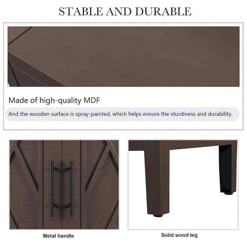 Credenza in legno con motivo a saia e 4 ante