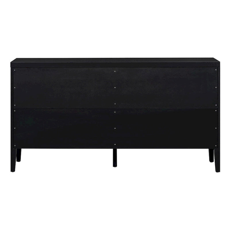 Credenza retrò con design a scanalature circolari e maniglia rotonda in metallo