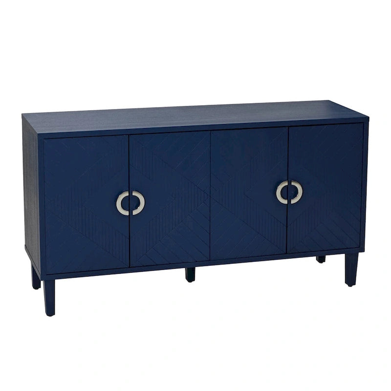 Credenza contenitore a 4 ante con impiallacciatura in legno massello