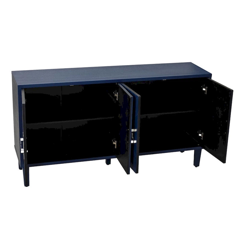 Credenza contenitore a 4 ante con impiallacciatura in legno massello