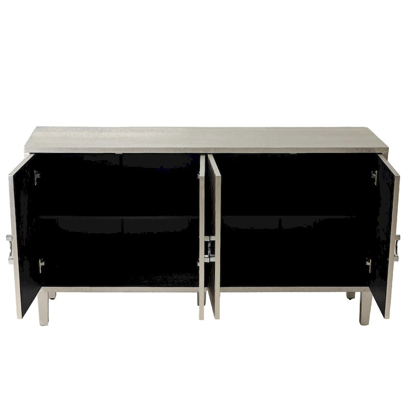 Credenza contenitore a 4 ante con impiallacciatura in legno massello