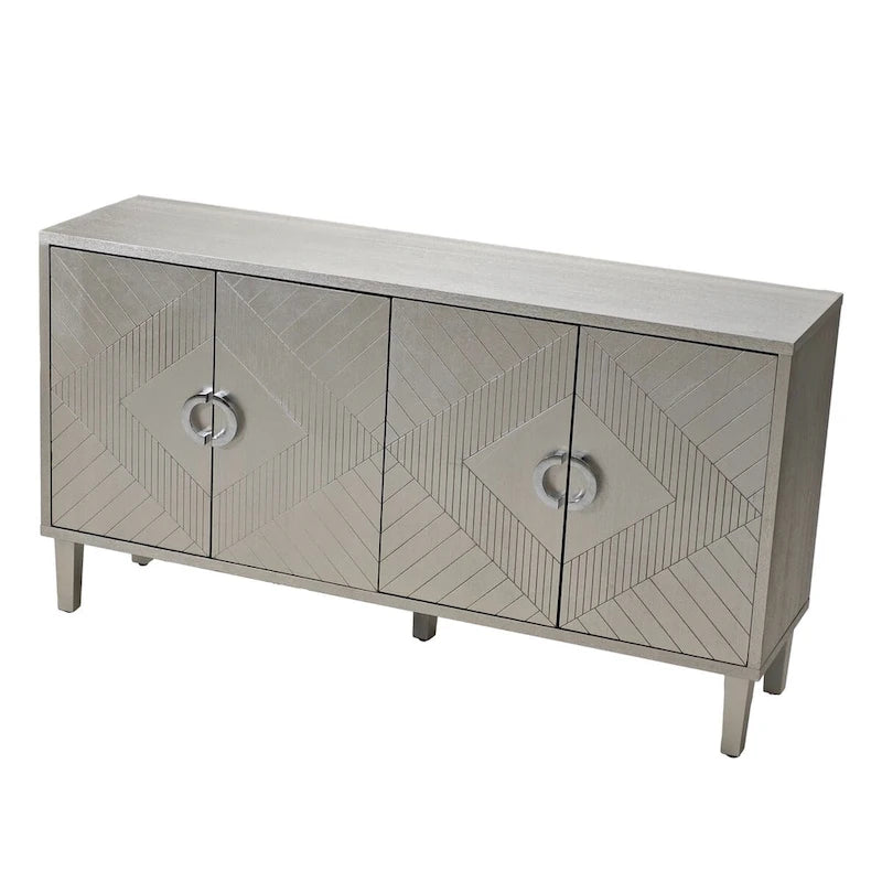Credenza contenitore a 4 ante con impiallacciatura in legno massello