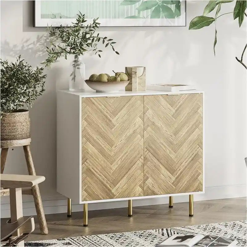 Credenza a due ante con piedini regolabili per soggiorno - 31.2D x 29.1W x 15.6H