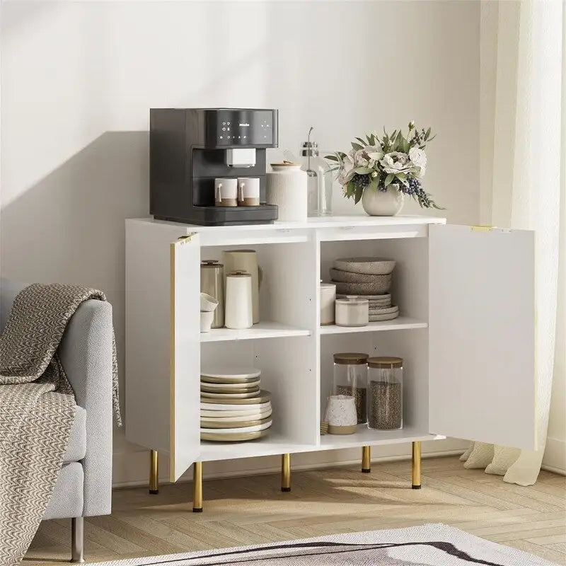 Credenza a due ante con piedini regolabili per soggiorno - 31.2D x 29.1W x 15.6H