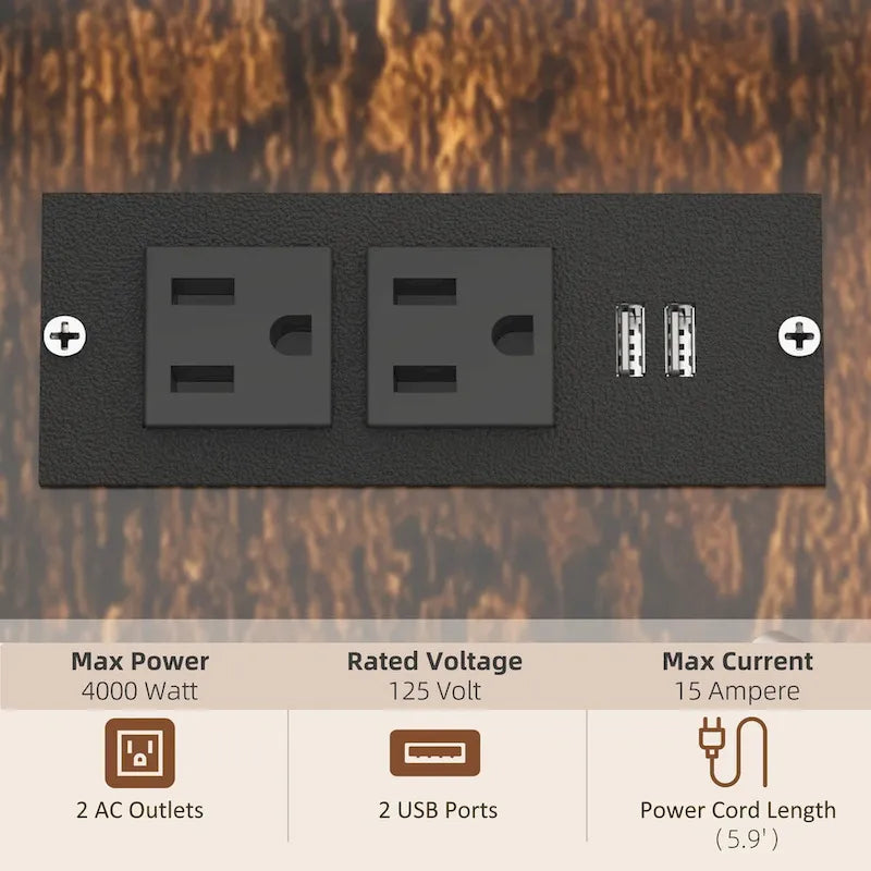 Supporto per stampante con presa e porte di ricarica USB per ufficio domestico, tavolo industriale per stampante con distruggidocumenti, supporto per CPU