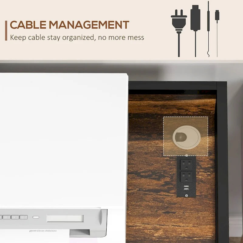 Supporto per stampante con presa e porte di ricarica USB per ufficio domestico, tavolo industriale per stampante con distruggidocumenti, supporto per CPU