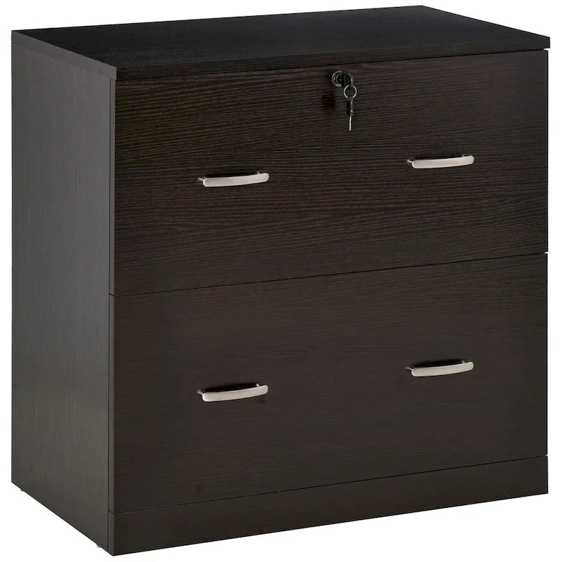 Aktenschrank mit 2 Schubladen, Schloss und Schlüsseln, vertikaler Aufbewahrungs-Aktenschrank mit Hängestange für Briefformat, Heimbüro