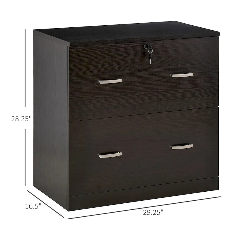 Aktenschrank mit 2 Schubladen, Schloss und Schlüsseln, vertikaler Aufbewahrungs-Aktenschrank mit Hängestange für Briefformat, Heimbüro