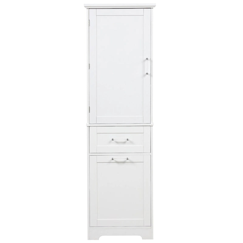 Freestanding Storage Cabinet with Two Different Size Drawers and Adjustable Shelf