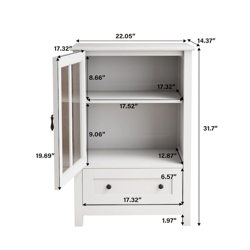 Mobile contenitore da buffet con ante singole in vetro e originale maniglia a campana