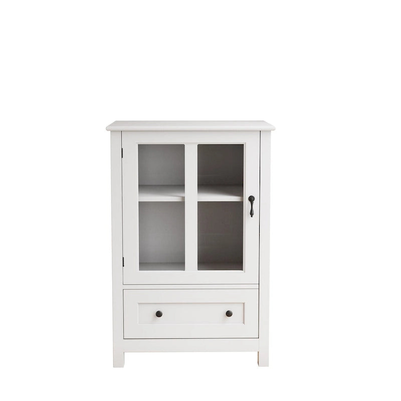 Mobile contenitore da buffet con ante singole in vetro e originale maniglia a campana