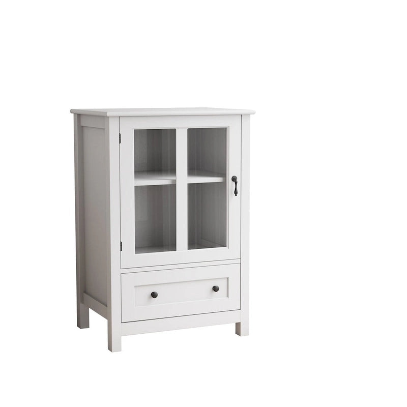 Mobile contenitore da buffet con ante singole in vetro e originale maniglia a campana