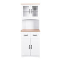 Kitchen Cabinet,Storage Microwave Cabinet with Framed Glass Doors