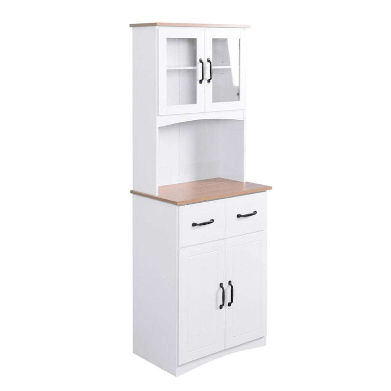 Mobile da cucina, mobile contenitore per microonde con ante in vetro con cornice