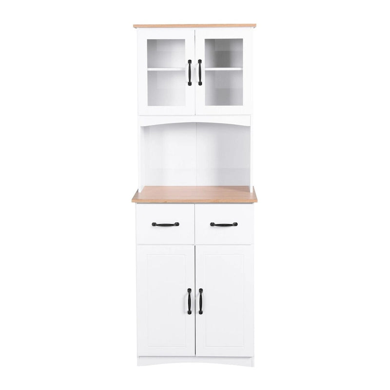 Mobile da cucina, mobile contenitore per microonde con ante in vetro con cornice