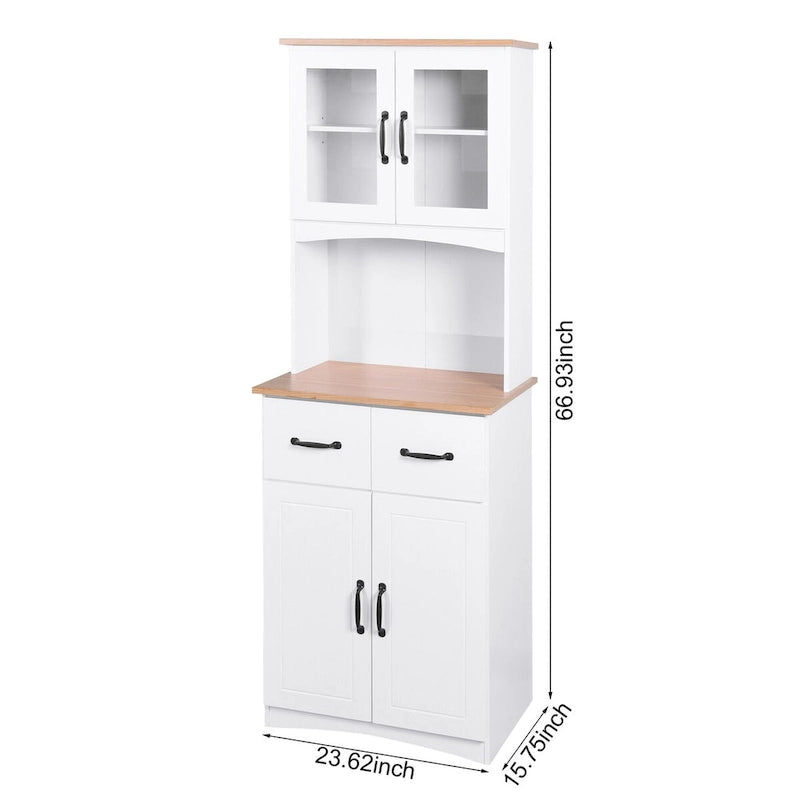 Kitchen Cabinet,Storage Microwave Cabinet with Framed Glass Doors