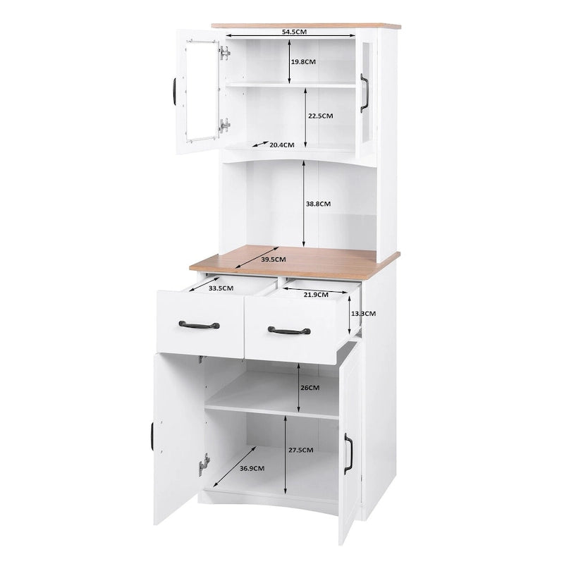 Kitchen Cabinet,Storage Microwave Cabinet with Framed Glass Doors