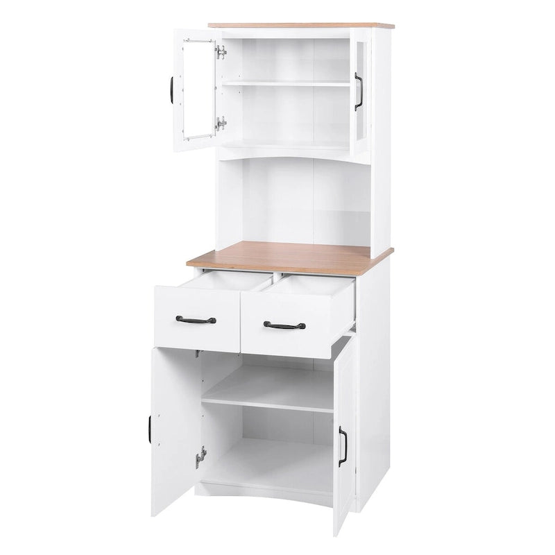 Kitchen Cabinet,Storage Microwave Cabinet with Framed Glass Doors