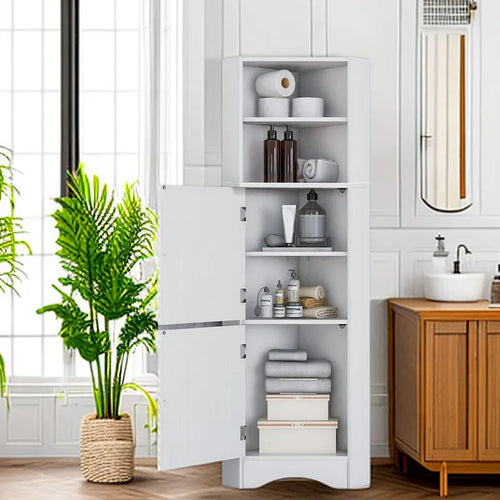 61 H Badezimmerschrank zur Aufbewahrung, freistehender Badezimmerschrank mit offenem Stauraum, stehender Badezimmerschrank