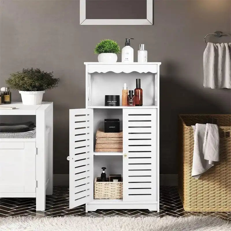 Mobili contenitori da bagno bianchi da pavimento indipendenti - 9.5D x 13.4W x 29.5H
