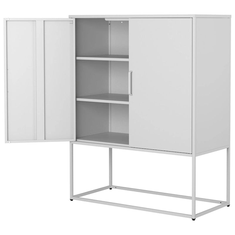 Robustes Buffet-Sideboard aus Metall, moderner Stahlschrank mit 2 Regalböden, freistehend