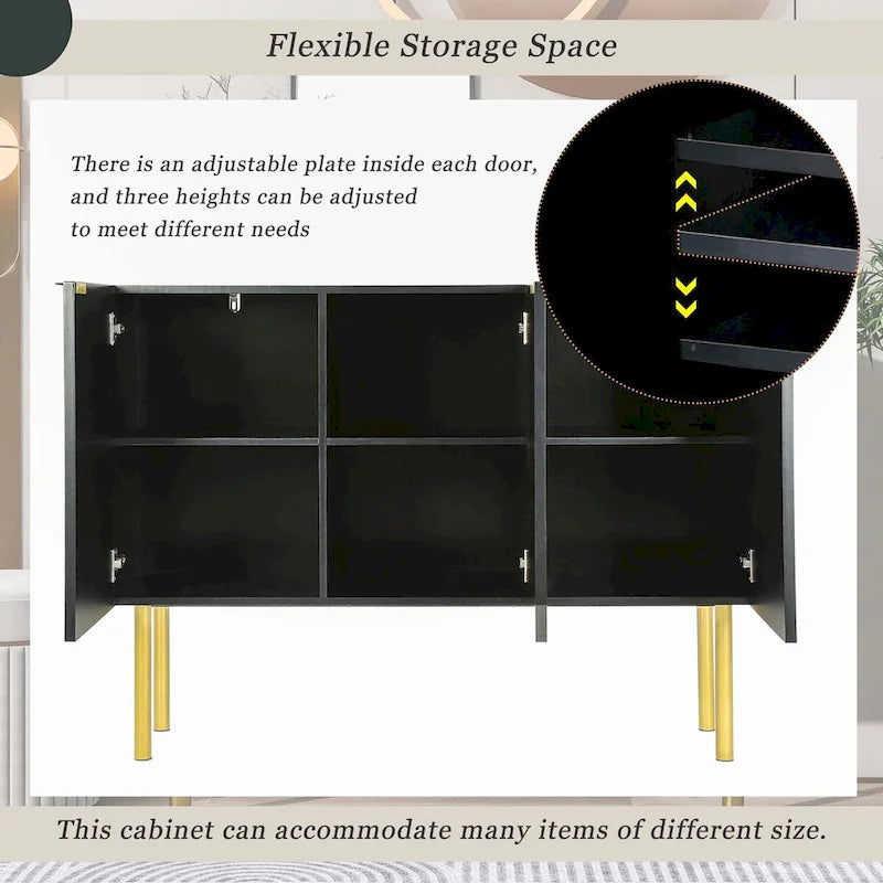 Credenza in stile lussuoso con gambe in metallo dorato