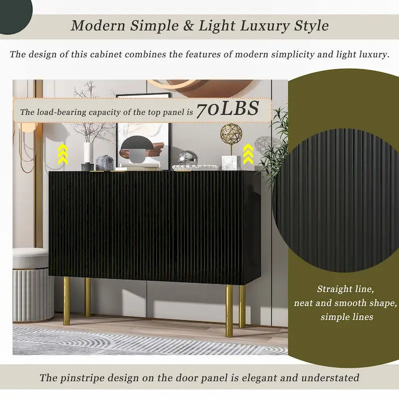 Credenza in stile lussuoso con gambe in metallo dorato