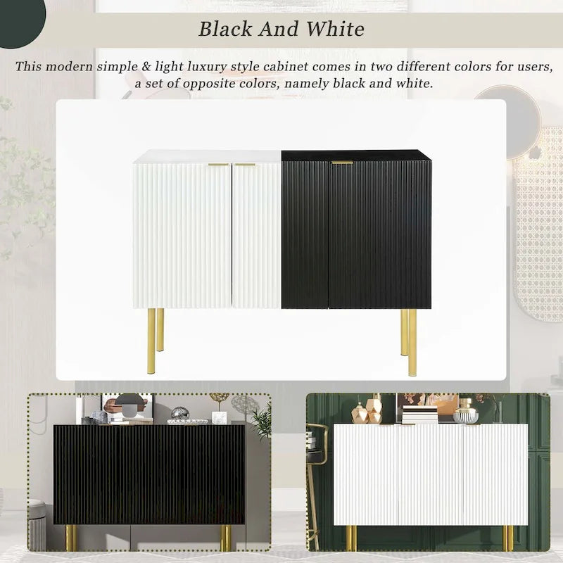 Credenza in stile lussuoso con gambe in metallo dorato