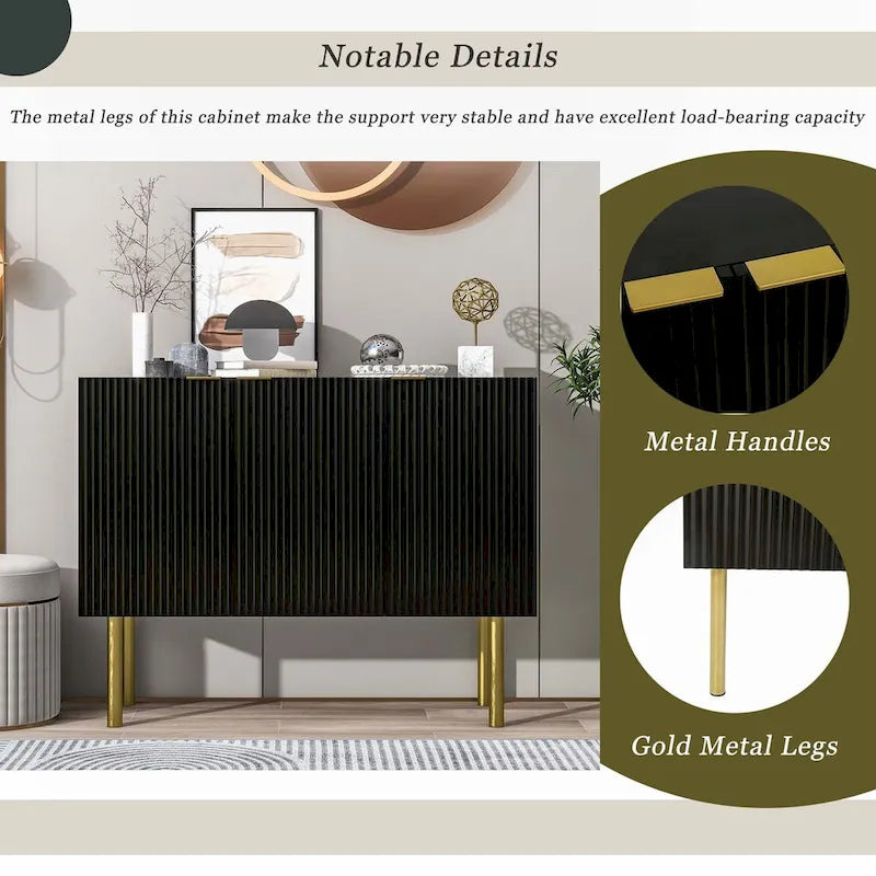 Credenza in stile lussuoso con gambe in metallo dorato