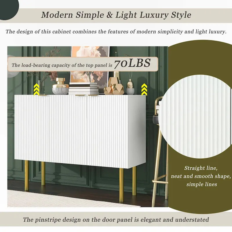 Credenza in stile lussuoso con gambe in metallo dorato