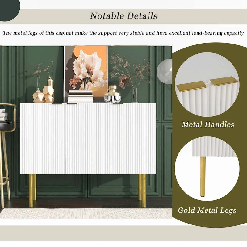 Credenza in stile lussuoso con gambe in metallo dorato