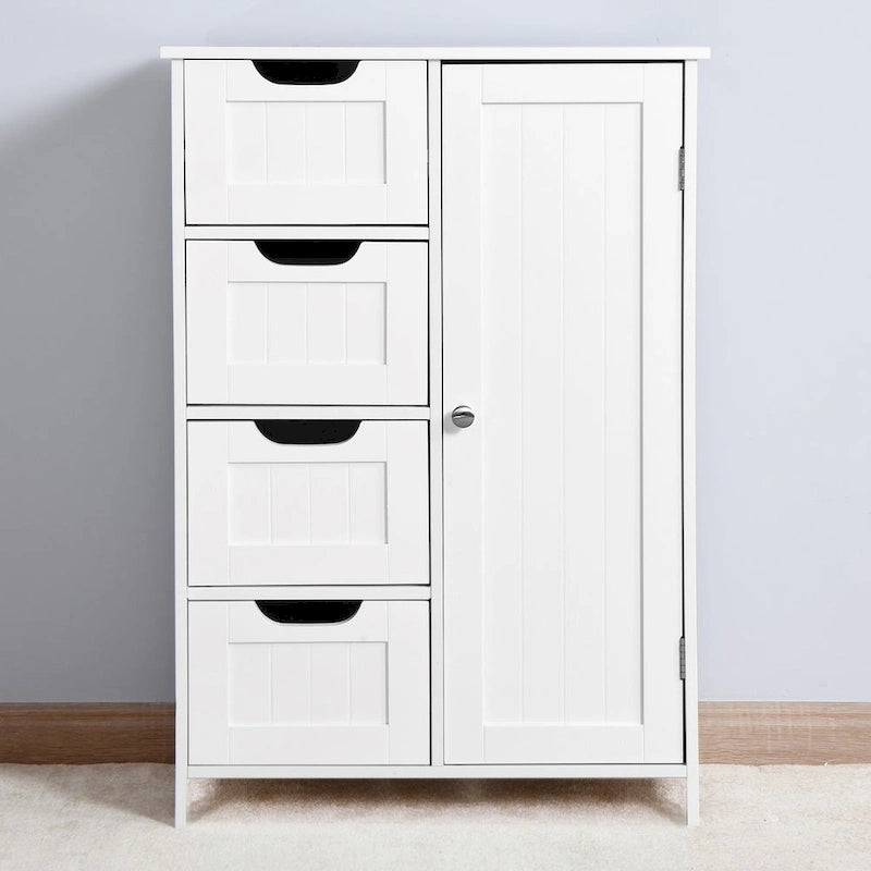 Weißer Badezimmerschrank, Unterschrank mit verstellbarer Ablage und Schubladen